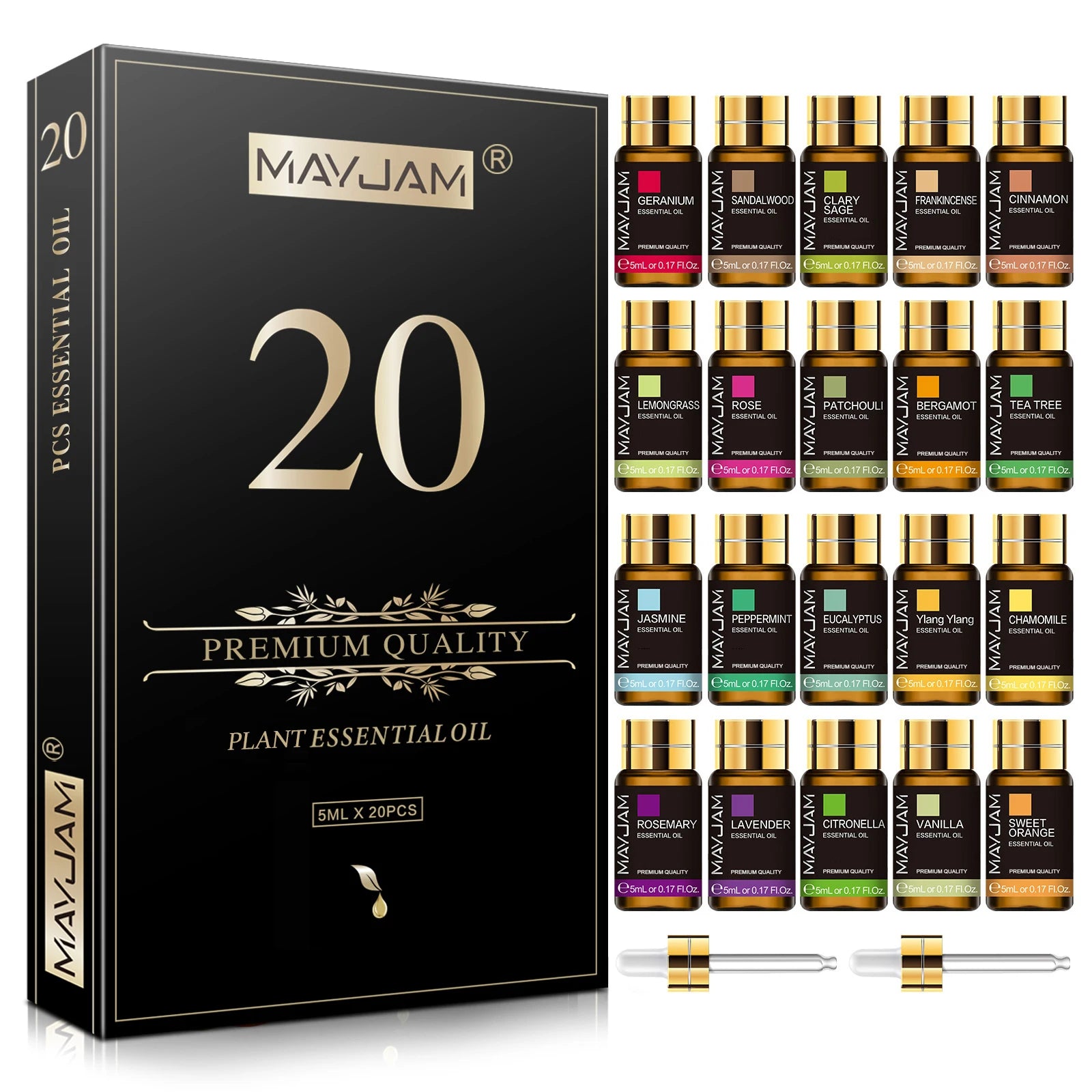 20 Bottles Essential Oils ,Lavender, Jasmine ,Eucalyptus ,Vanilla ,Sandalwood S,weet Orange and Geranium Patchouli
