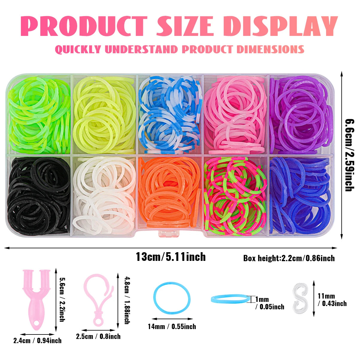 1Box Creative Colorful Loom Bands Set For  Elastic Bracelet Making Kit DIY
