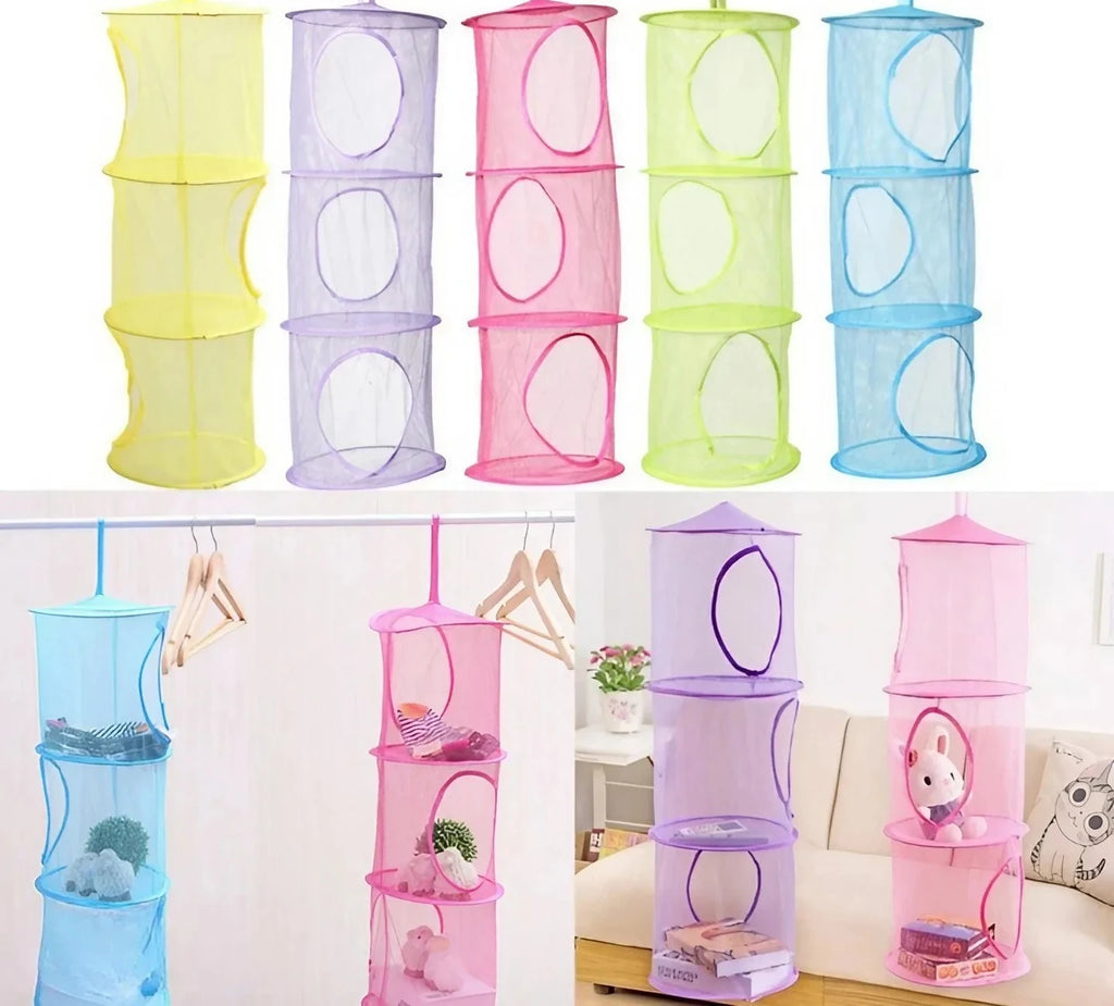 Net Hanging Multi-layer Storage Hanging Cage Cylindrica, Kid Toy , crafts Basket