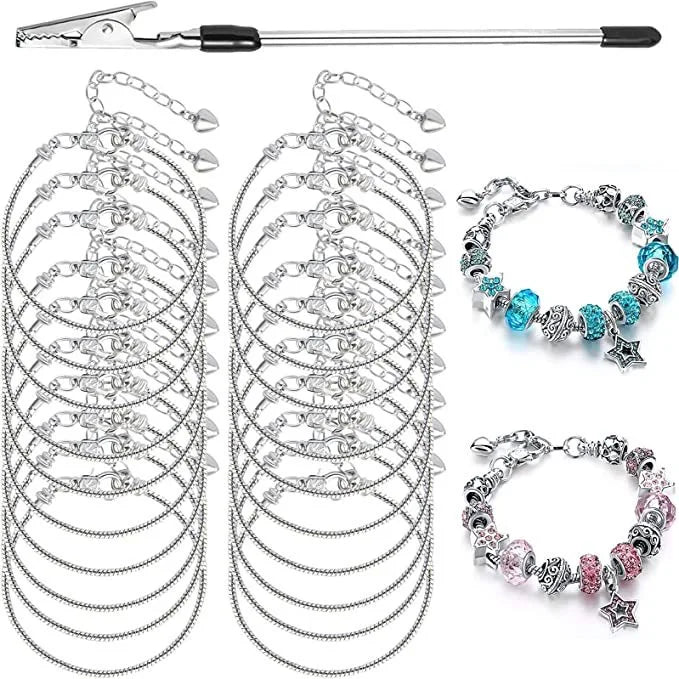 20 Pcs Serpentine Design Pendant Bracelets with Metal Toothed Alligator