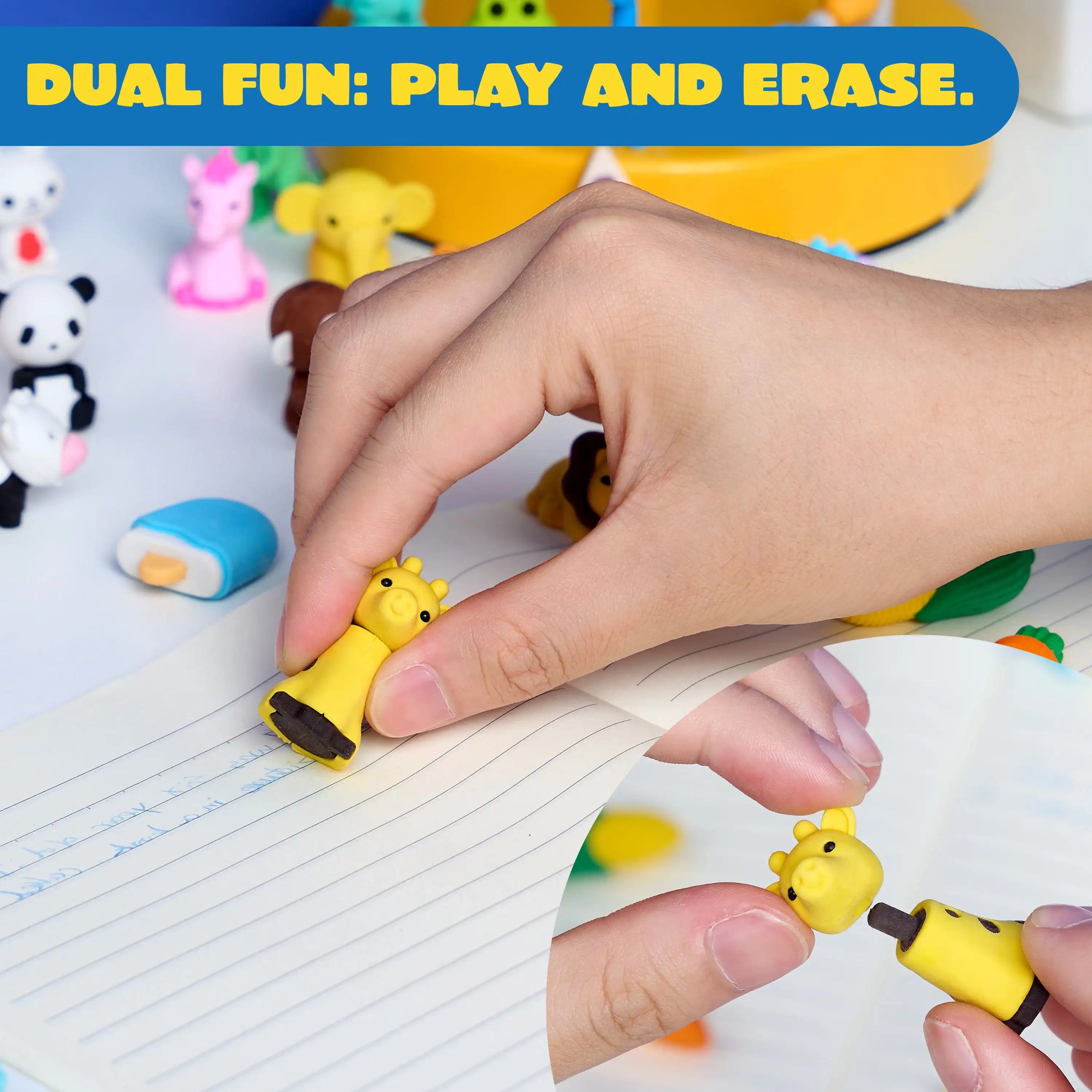 36 Pcs 3D Erasers Food Animals Erasers Bulk Fun & Cute Erasers for Pencil