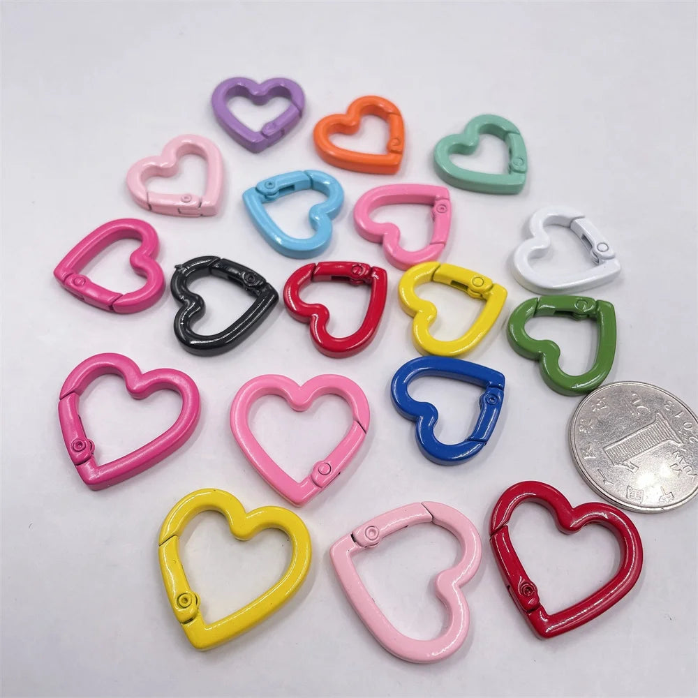 5pc 21/25mm Heart Key Ring Snap Clip Trigger Spring Buckle for DIY Jewelry Carabiner Keychain Chain Hook Make Accessory Material