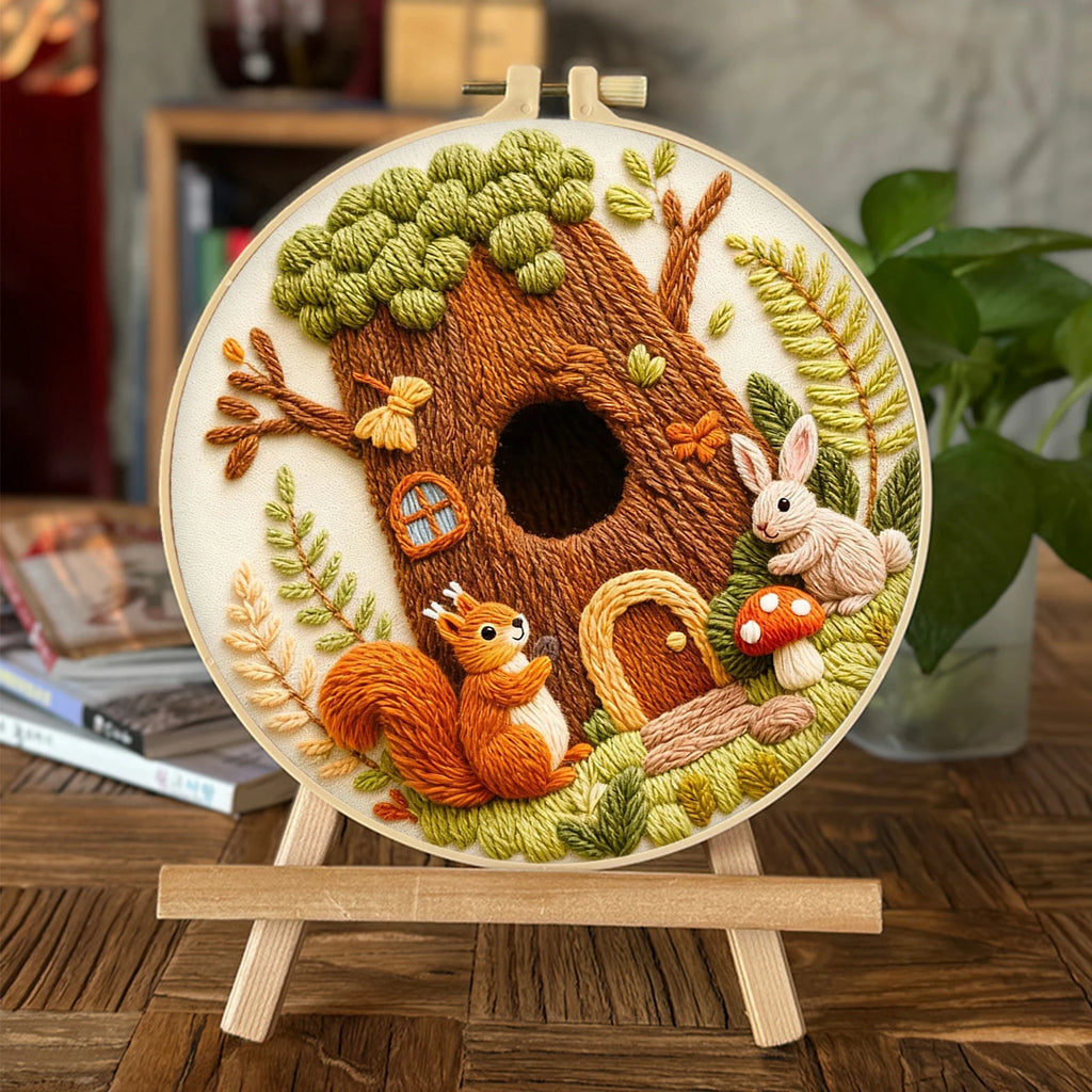 Autumn DIY Embroidery Kit with Embroidery Hoop, Practice Kit for Beginners Craft Lovers Gift
