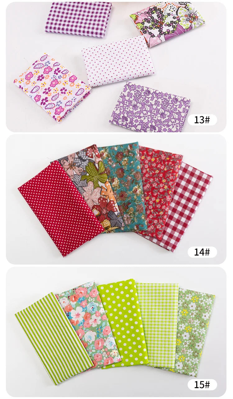 5Pcs/Set 25cmX25cm  Quilting Cloth Patchwork Needlework Handmade DIY Material