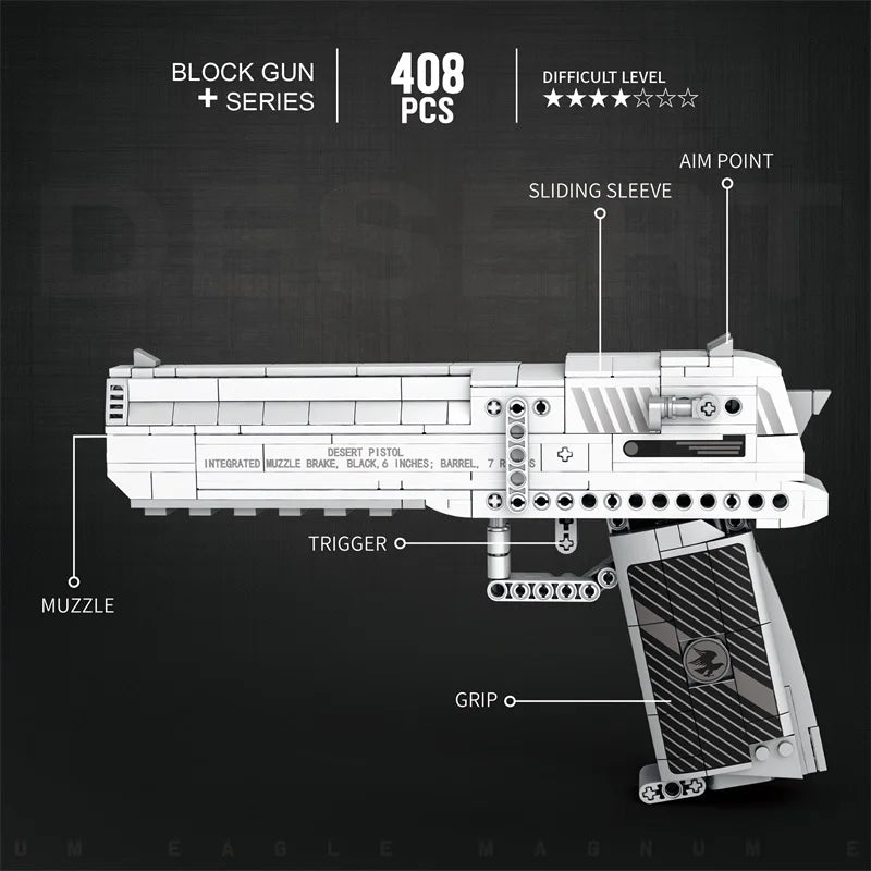 Realistic Pistol Model with Detachable Magazine & Firing Function, DIY Toy Gift