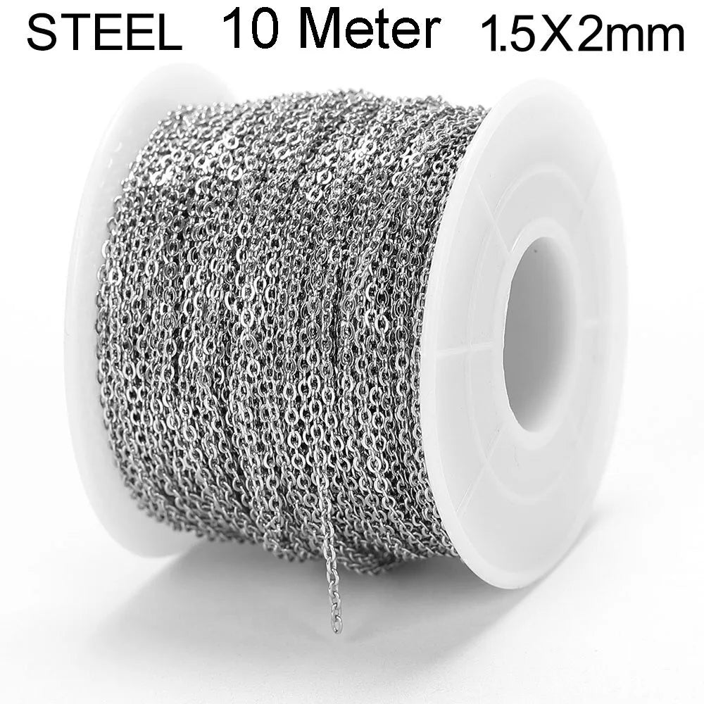 10 Meters Stainless Steel Chain,Gold&Steel Color Link for DIY Jewelry Making
