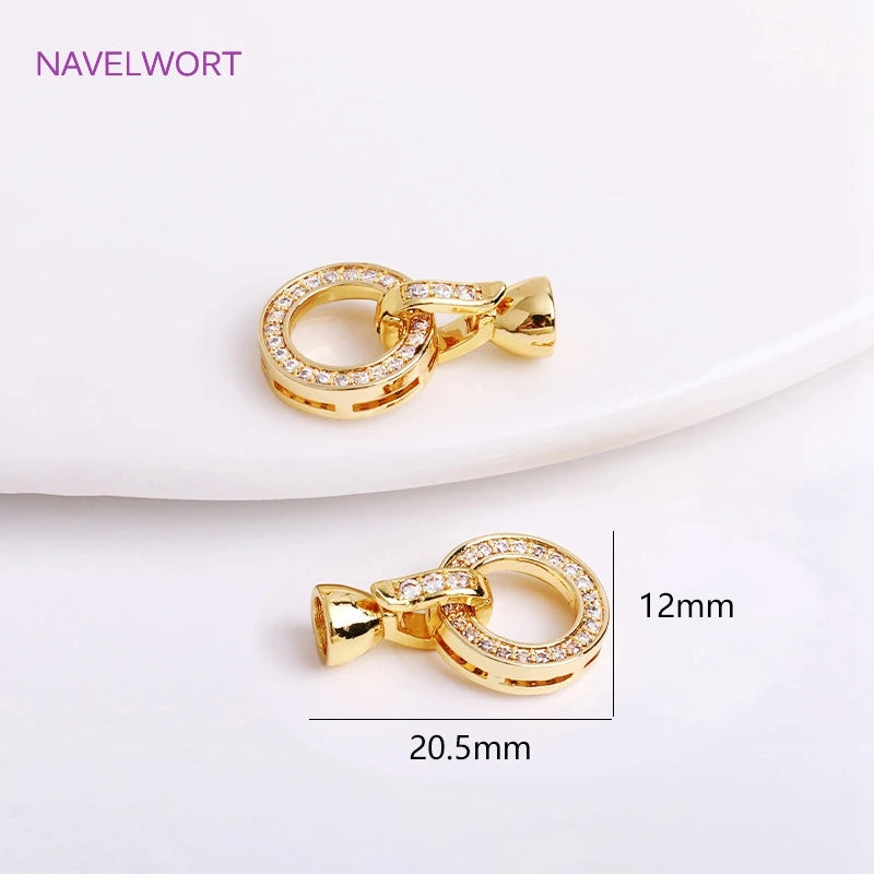 DIY Jewelry Accessories Inlaid Zircon Pearl Clasps Connectors 18K Gold Plated Pearl Clasps Fastener For Necklace Making Findings