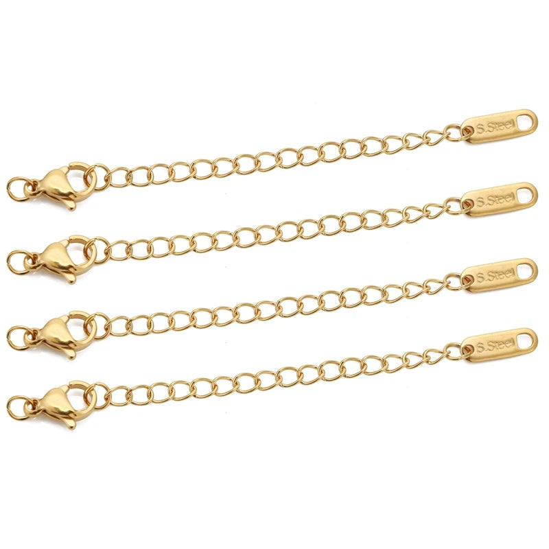 10pcs Stainless Steel Extension Chains with Lobster Clasps Connector Link