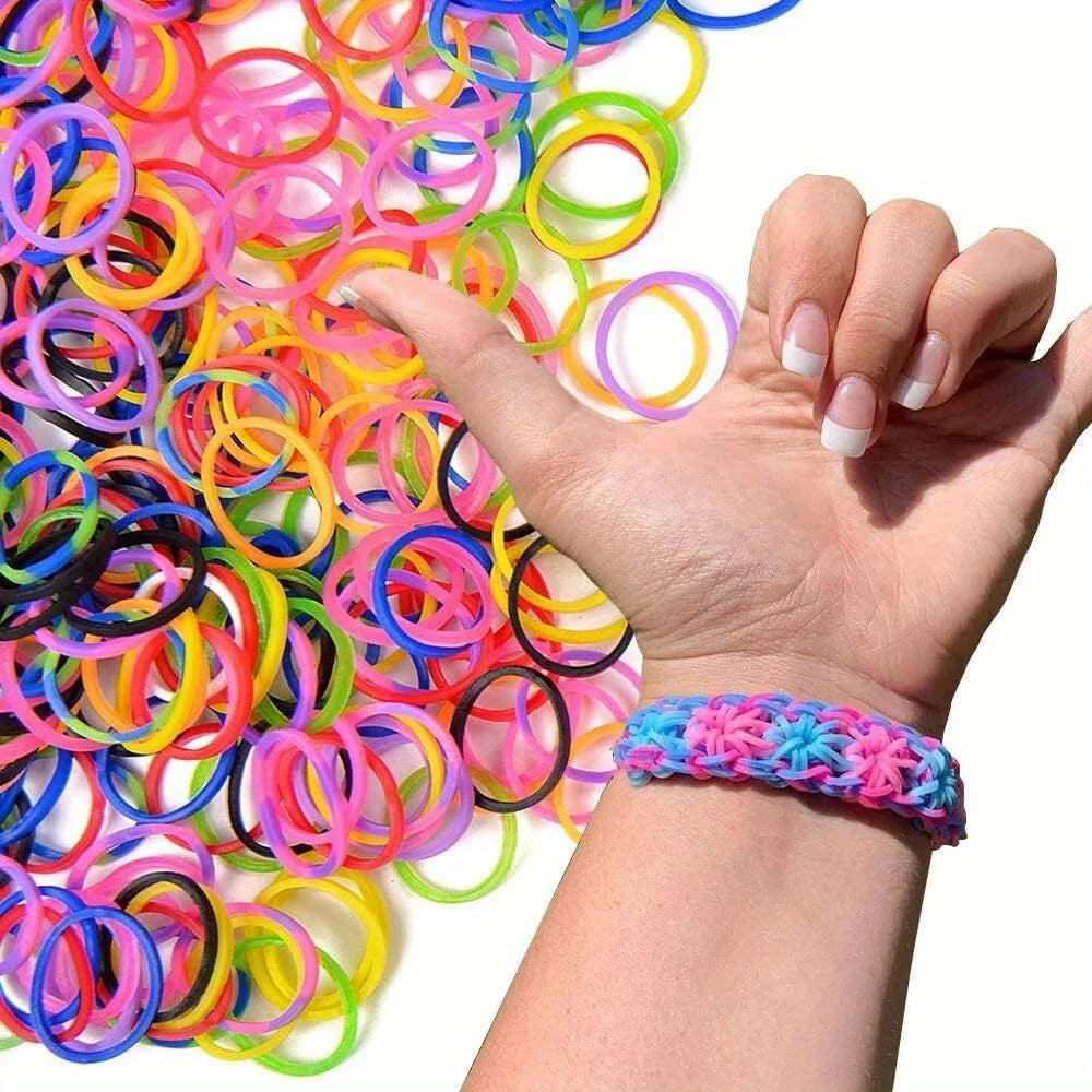 600Pcs Color Rubble Loom Bands Bracelets Kit Girl Gift DIY Jewelry Making