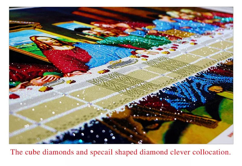 special shaped AB diamond last supper cross stitch embroidery kits 5d 3d wall sticker Jesus religious icon decoration