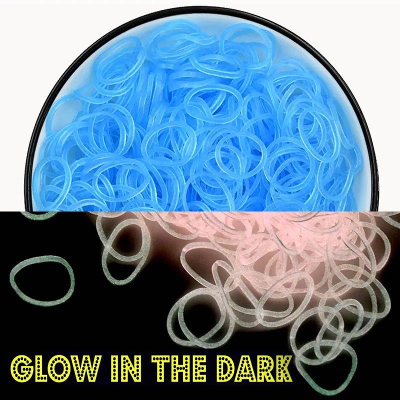 600Pcs Fluorescent Glow Luminous Bracelets DIY Rubber Loom Bands