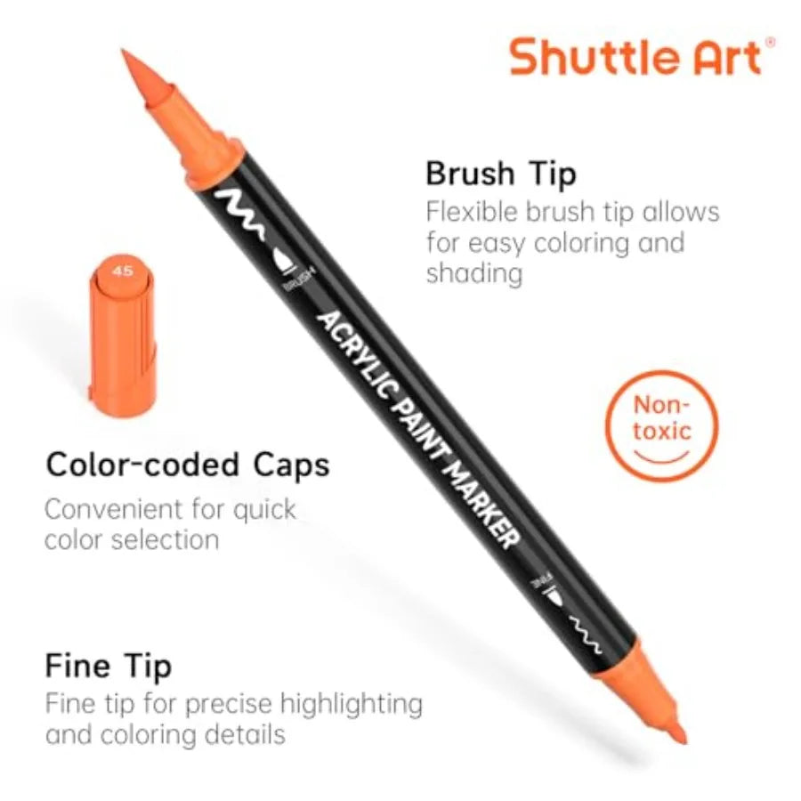 Paint Markers with Brush Tip and Fine Tip