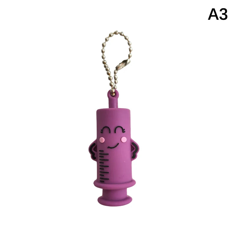 1PCS PVC Ampoule Bottle Opener Keychain Syringe-Shaped Cutter Nurse Doctor Aid Medication Vial Breaker Tool
