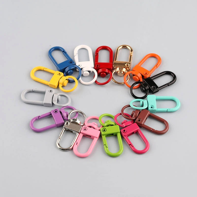10pcs/lot 12x33mm Rotating Dog Buckle Colorful Lobster Clasps Hooks
