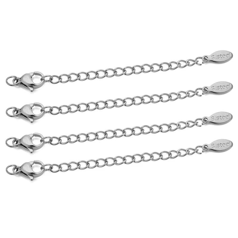 10pcs Stainless Steel Extension Chains with Lobster Clasps Connector Link