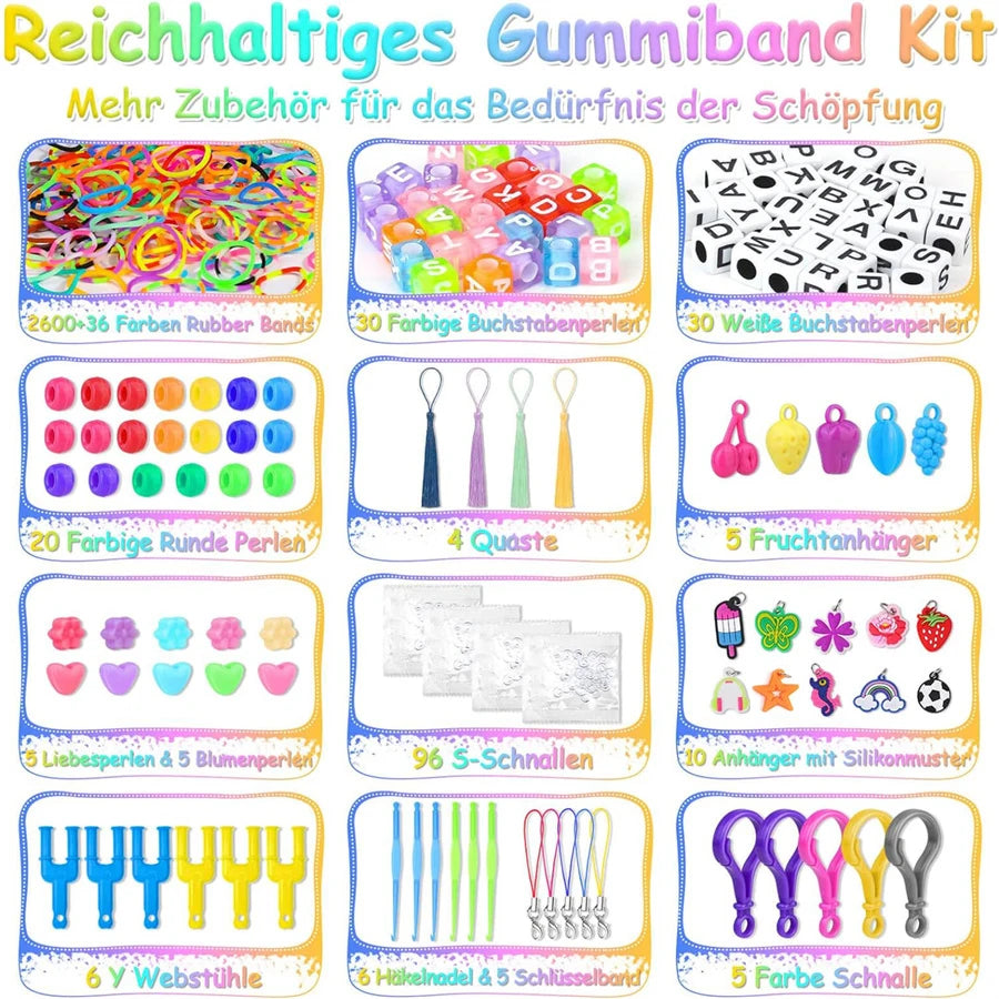 36 Colors Colorful Rubber Bands Looming Kit for DIY Refill Bracelet Making Craft Kits, Larg