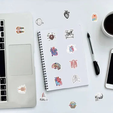 100PCS Waterproof Anatomy Stickers, Human Body Organ Decals for Medical Students,