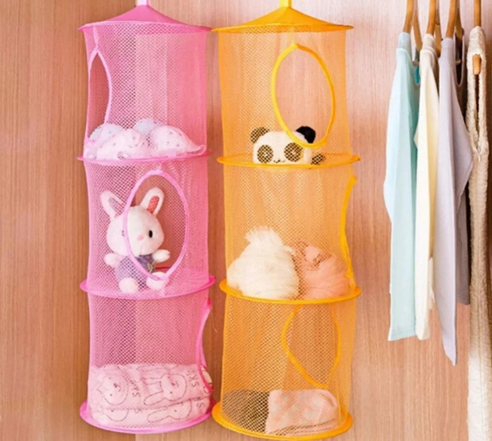 Net Hanging Multi-layer Storage Hanging Cage Cylindrica, Kid Toy , crafts Basket