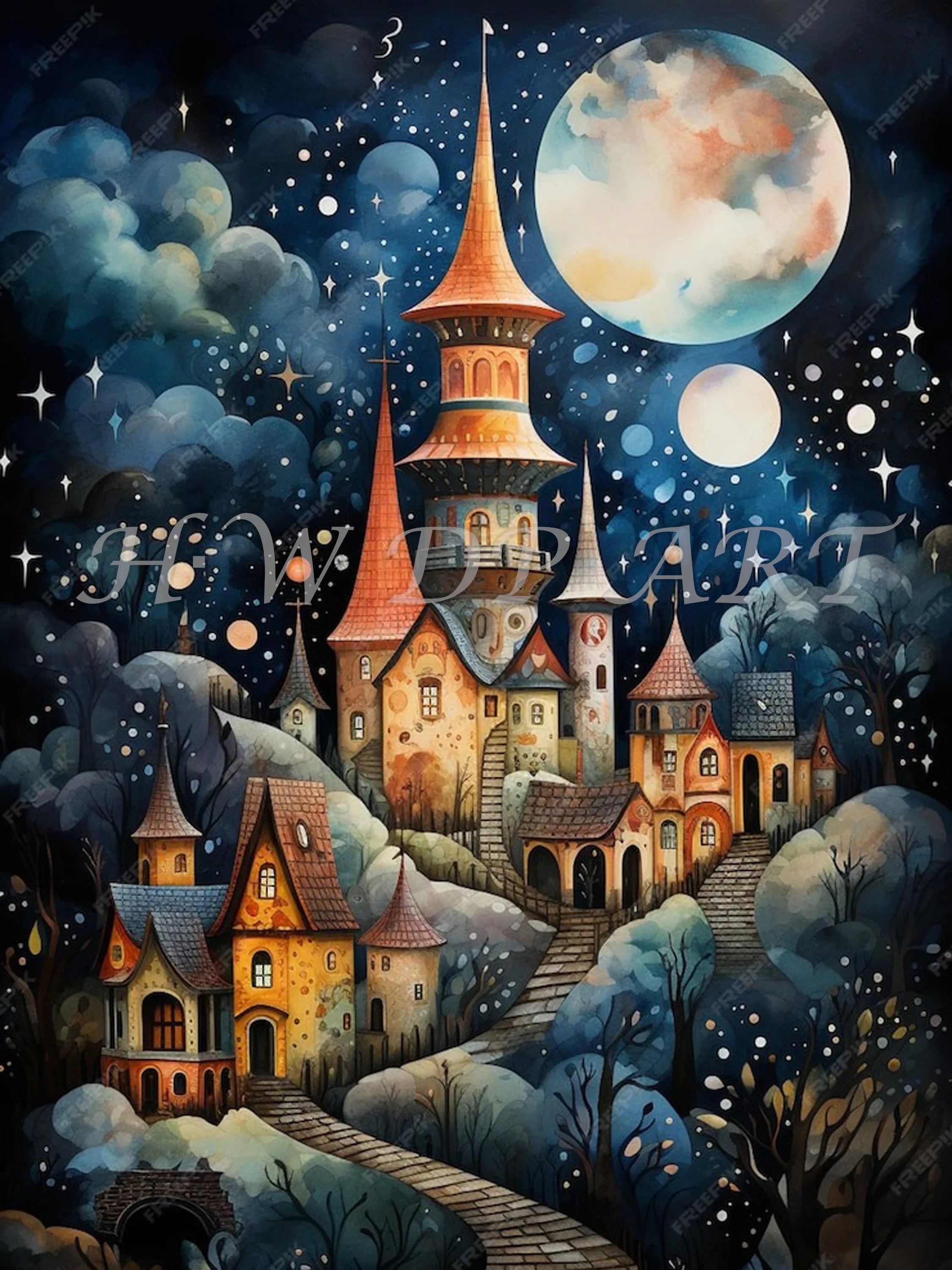 Moon 100% AB Diamond Painting AB Crystal Landscape Diamond Embroidery Cross Stitch.