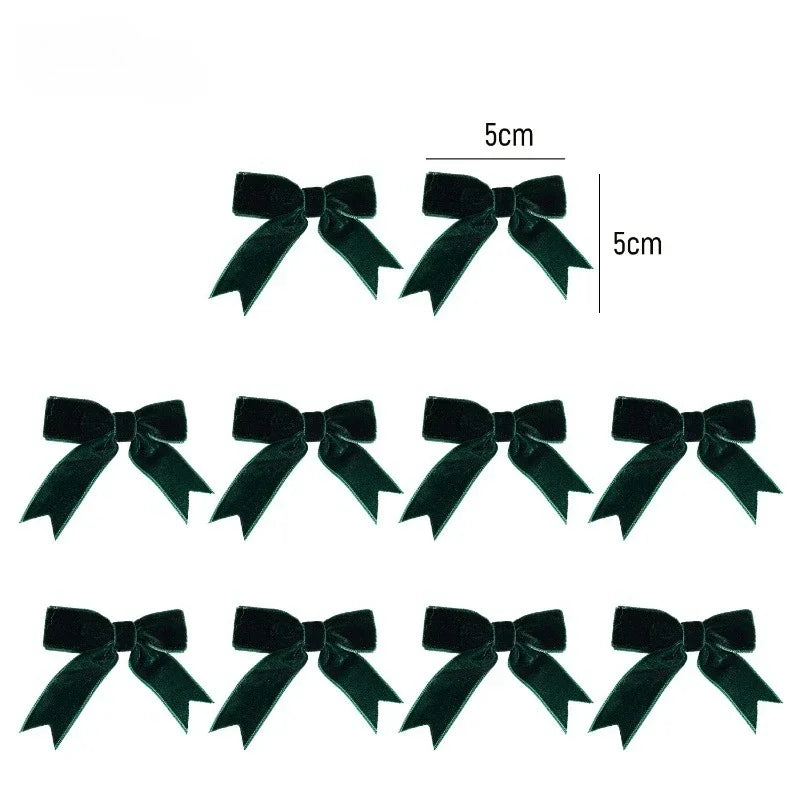 10/100x Red Christmas Bow Velvet Christmas Wreath Bow Christmas Tree Topper Bows Garland Hanging Ornaments DIY Craft Party Gifts