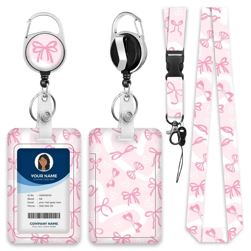 Lanyards for ID Badge Holder for Women Cute, Teacher Lanyard with ID Holder Clip, Retractable Keychain Badge Reel Heavy Duty,