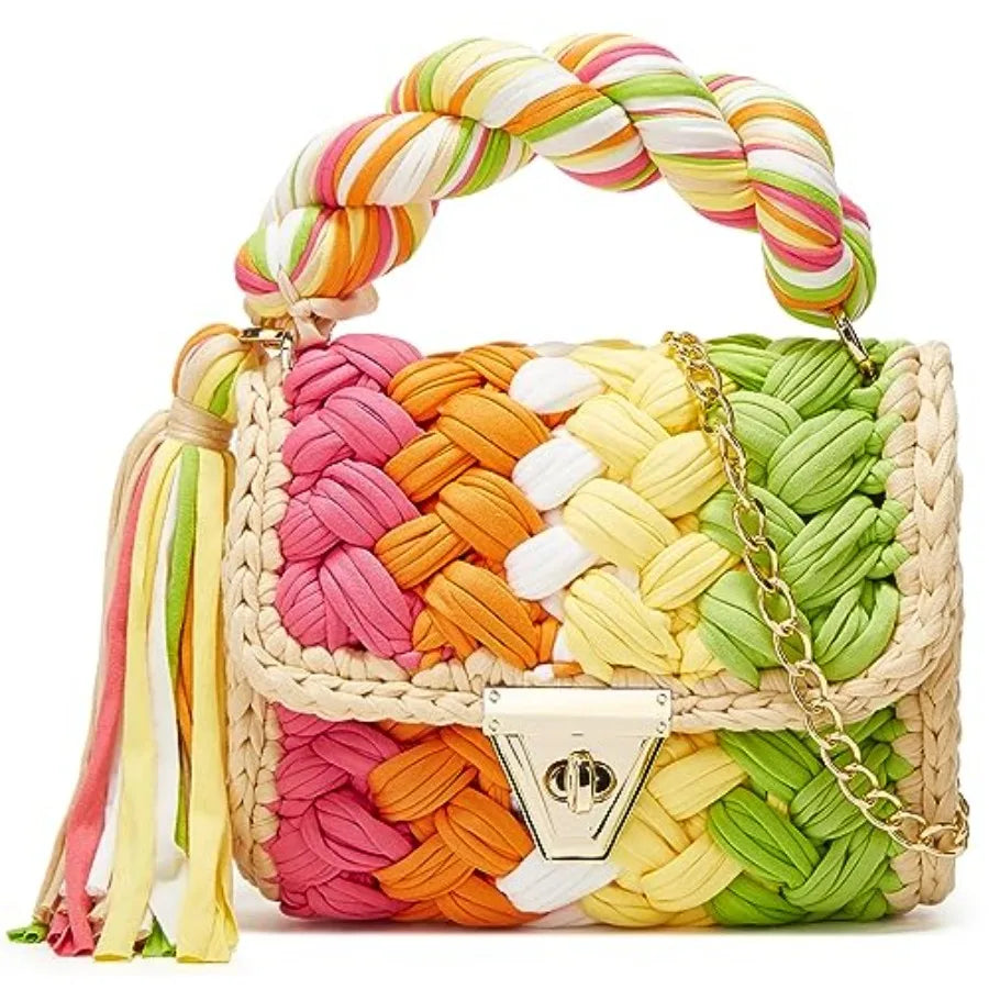 Chunky Yarn Knit Crochet Tote Purse Crossbody Bags for Women ,Clutch Flap ,Shoulder Bag.