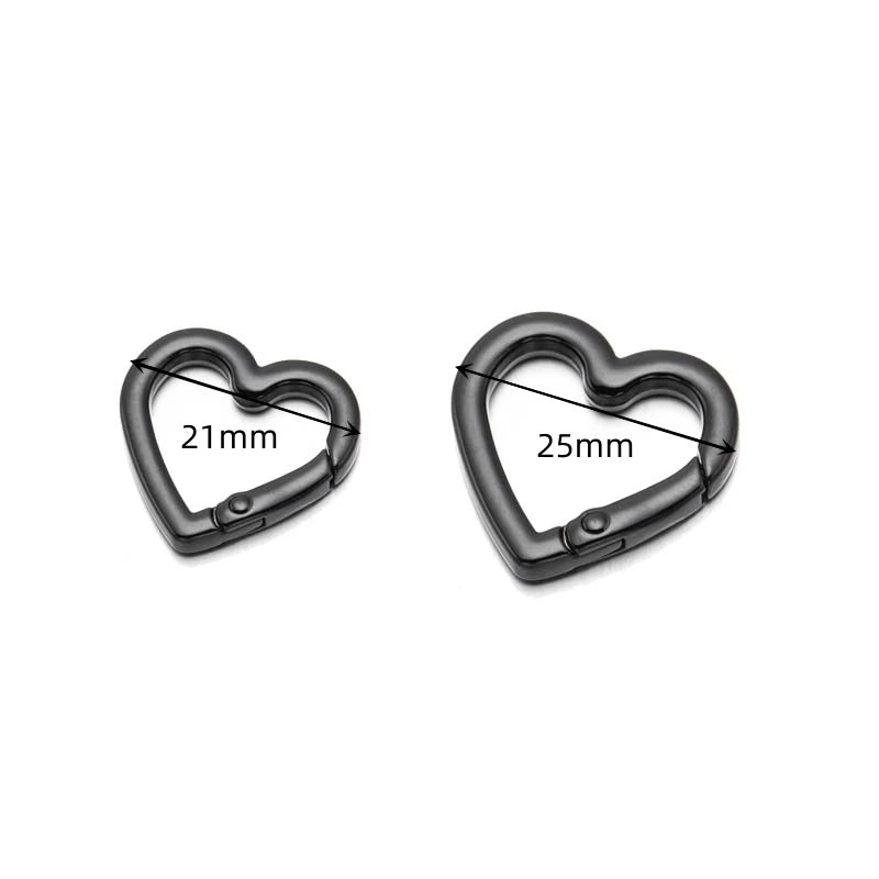 5pc 21/25mm Heart Key Ring Snap Clip Trigger Spring Buckle for DIY Jewelry Carabiner Keychain Chain Hook Make Accessory Material