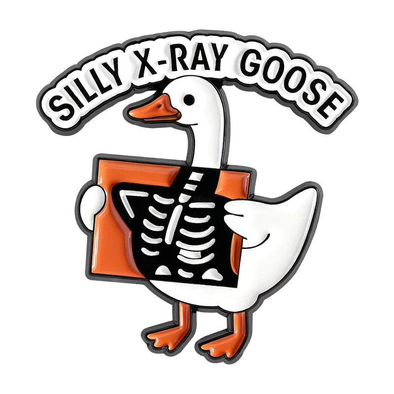 Medical Goose Brooch Enamel Pin Goose Doctor Stethoscope Syringe Silly X-Ray Goose Brooches Lapel Badge Jewelry Gift for Friends