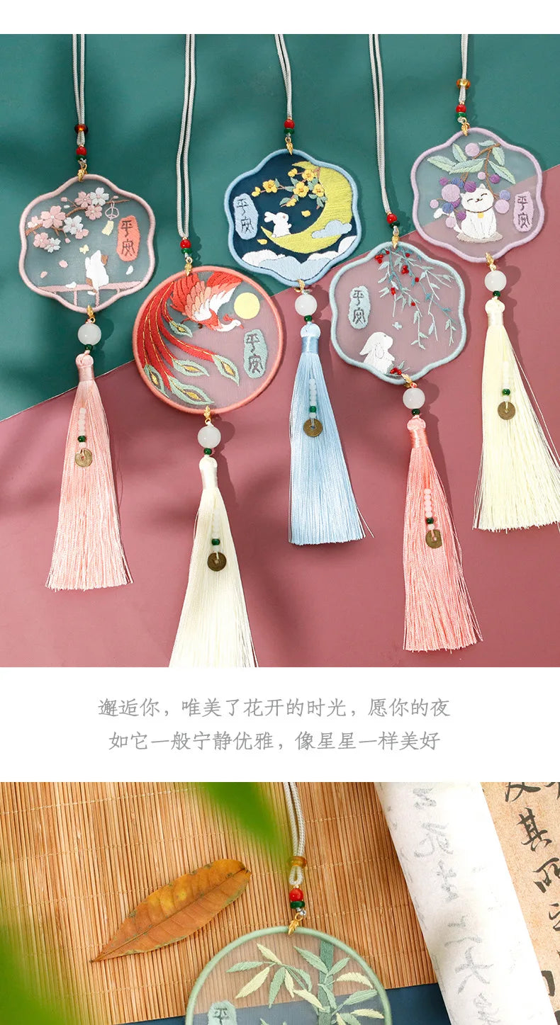 Car Pendant Needlepoint for Beginner Handmade, DIY Needlework Easy Embroidery Kit Sewing