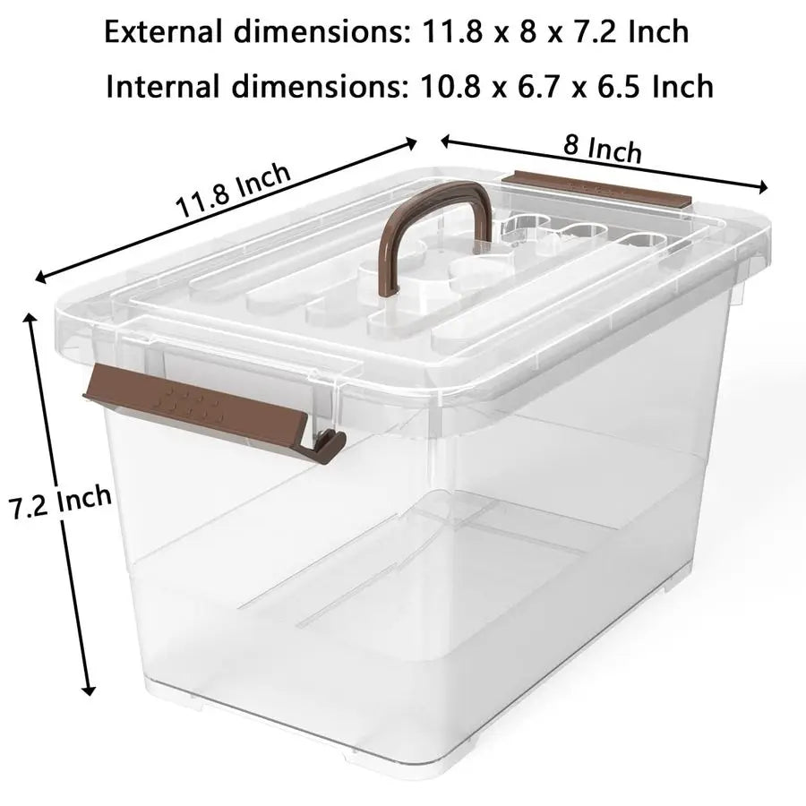 6Pack Clear 7 Quart Storage Latch Box Bins, Plastic Stackable with and Lid, MultiPurpose