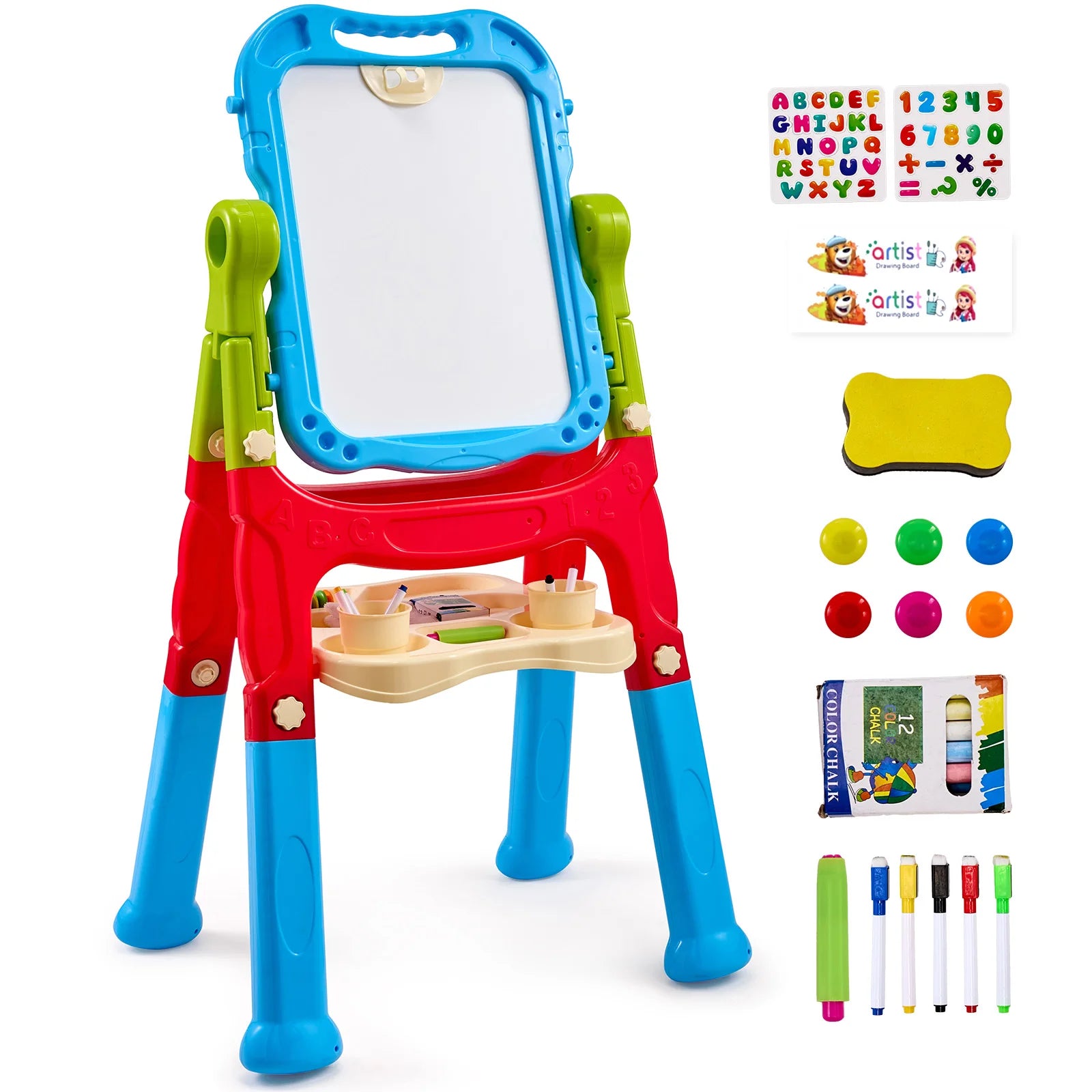 Children Magnetic Drawing Board with Chalkboard Art Easel