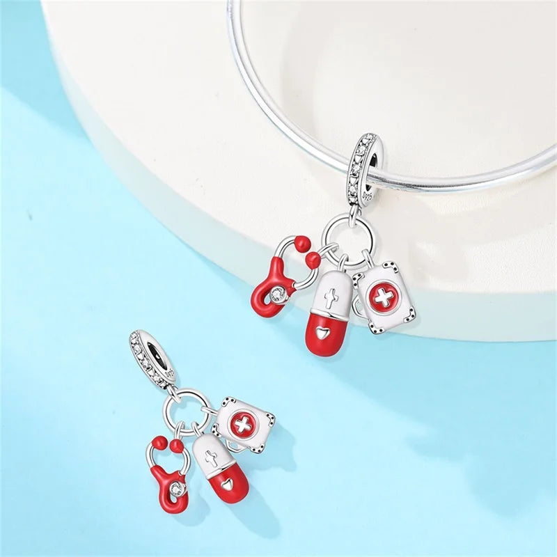 Original 925 Sterling Silver Charm Beads Medical Series