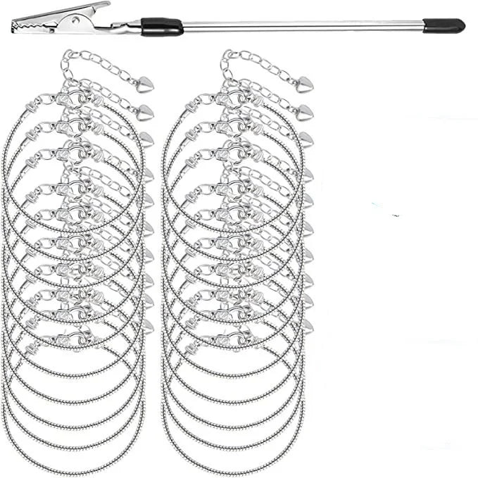20 Pcs Serpentine Design Pendant Bracelets with Metal Toothed Alligator