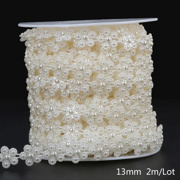 ABS Imitation Ivory Pearl Bead Chain Line Cord Thread Trim for DIY Wedding Party Decoration & Jewelry Findings Craft Accessories