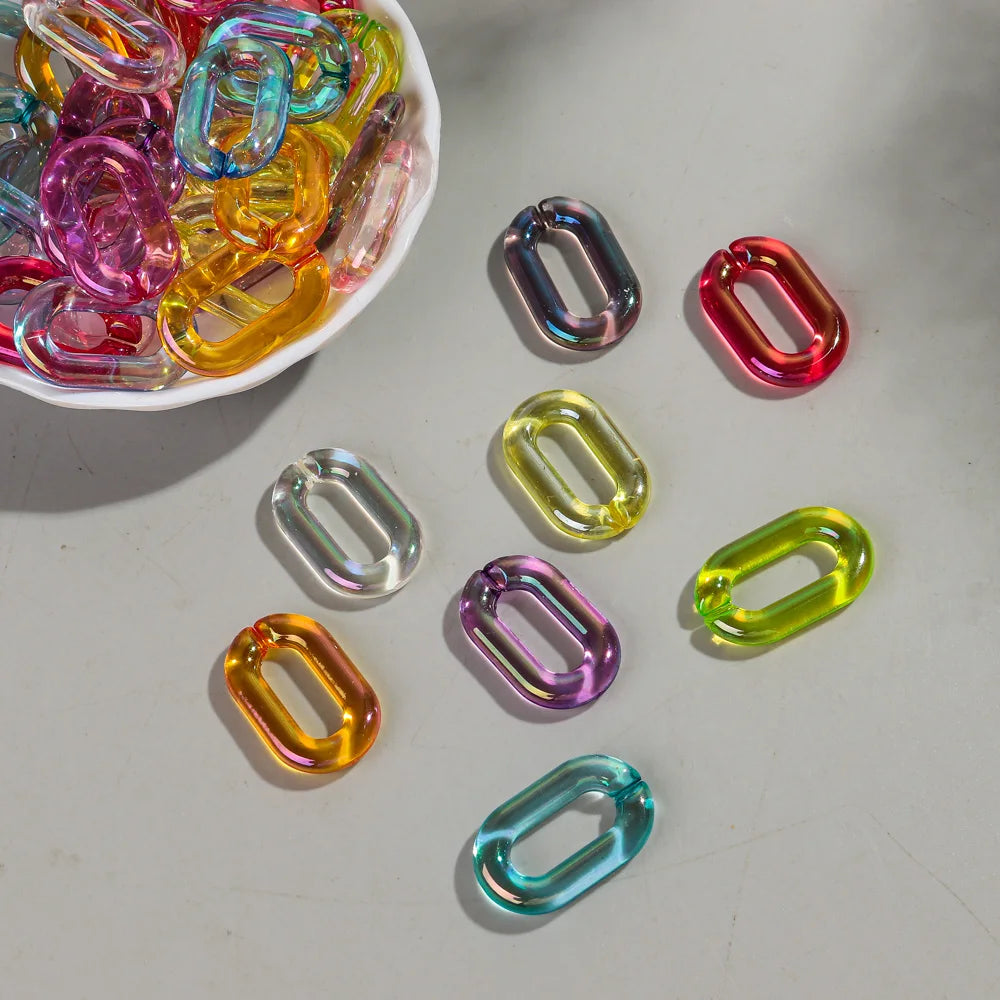 Colorful 20pc Transparent Oval LinkOval Link Chain Beads