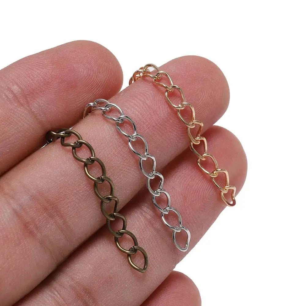 50-100pcs/lot 50mm 70mm  Necklace Extension Chain Bulk Bracelet Extended Chains Tail Extender