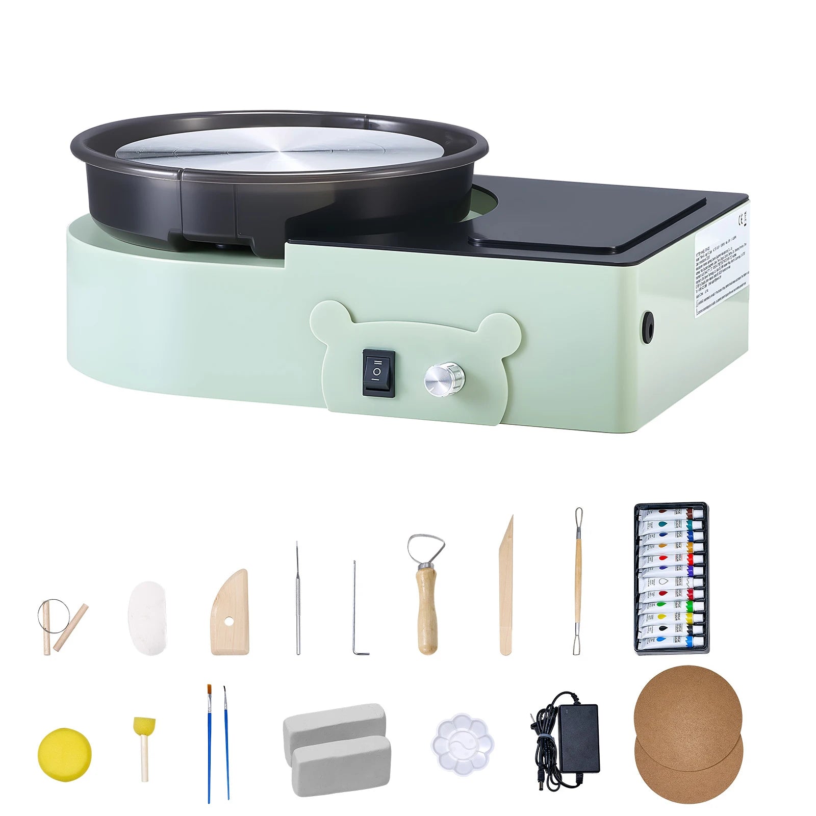 Mini Pottery Wheel Turntable Forward Reverse Rotation Adjustable Speed Electric  for Kids and Adults