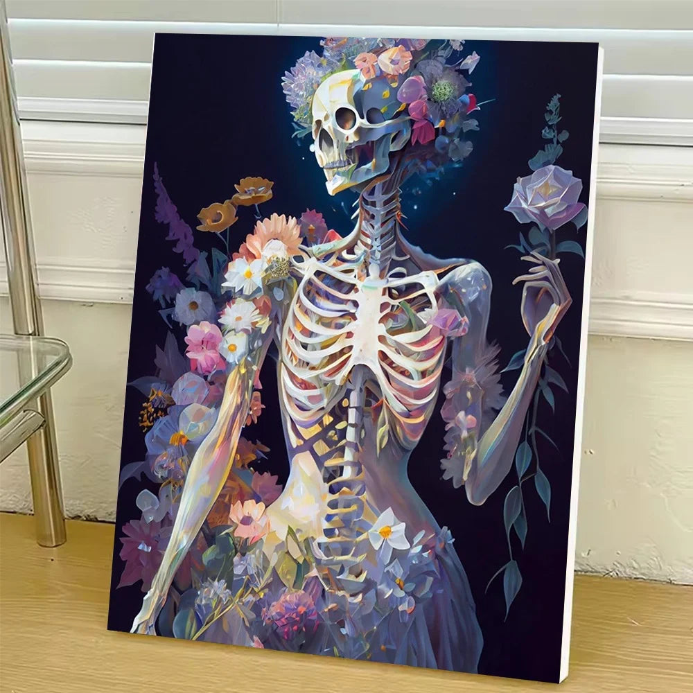 Diy Art Paint By Numbers For Adult Flower Skeleton