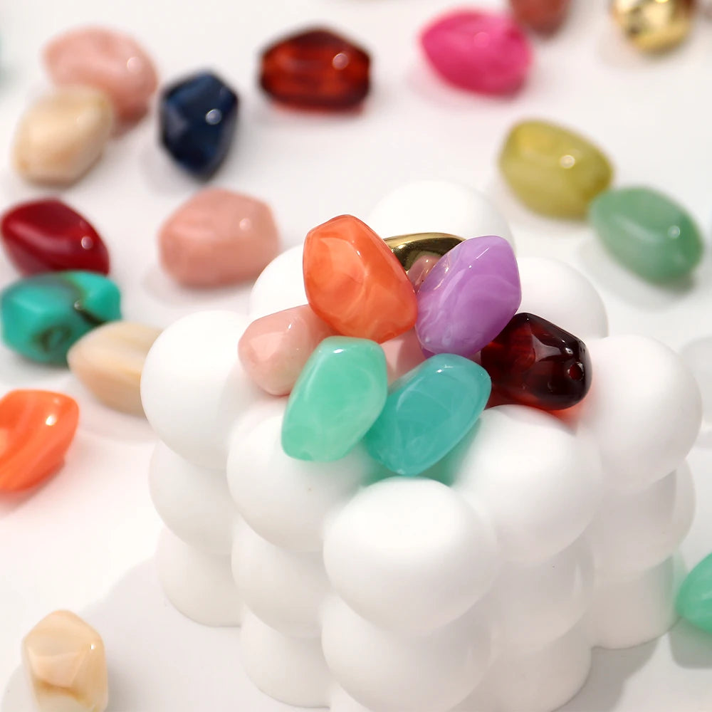 20pcs Dual Color  Stone Shape Loose Spacer Beads for DIY Jewelry