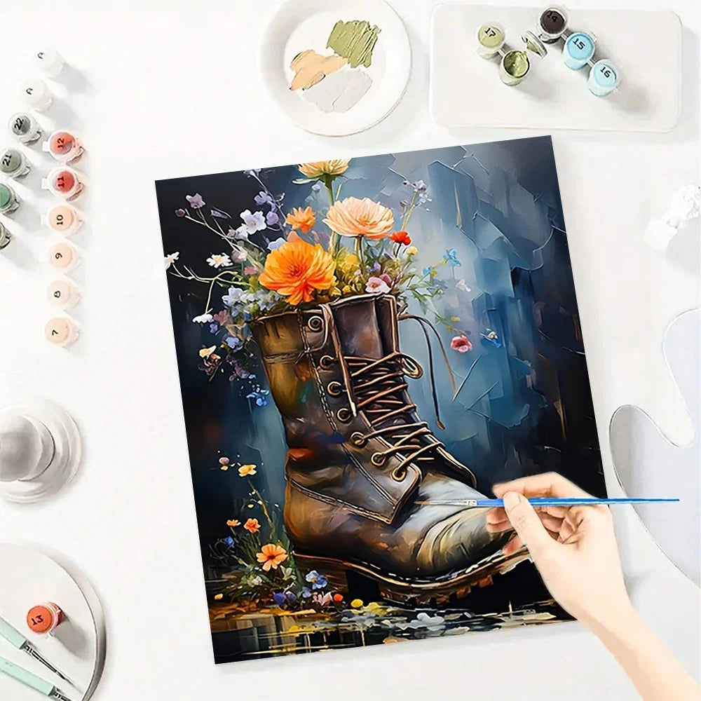 Flower Boot Diy Art Paint By Numbers For Adult