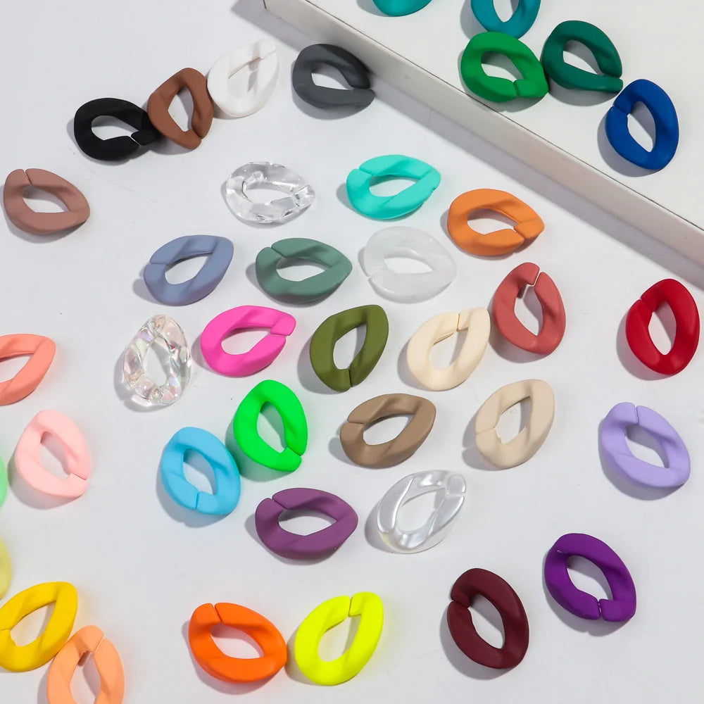 20pcs 20x30mm Acrylic Frosted Square Link Chain Loose Beads