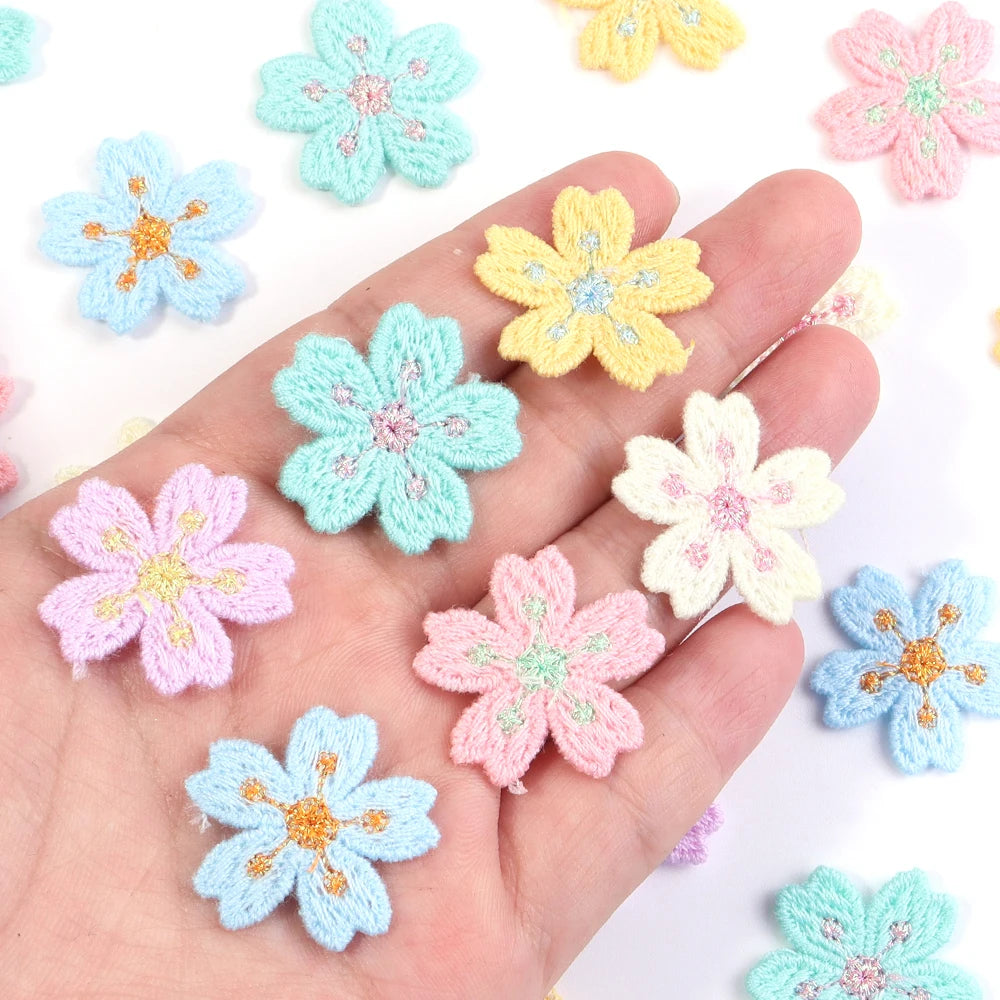 20Pcs/pack Colorful Flower Appliqued Cherry Blossoms Embroidery