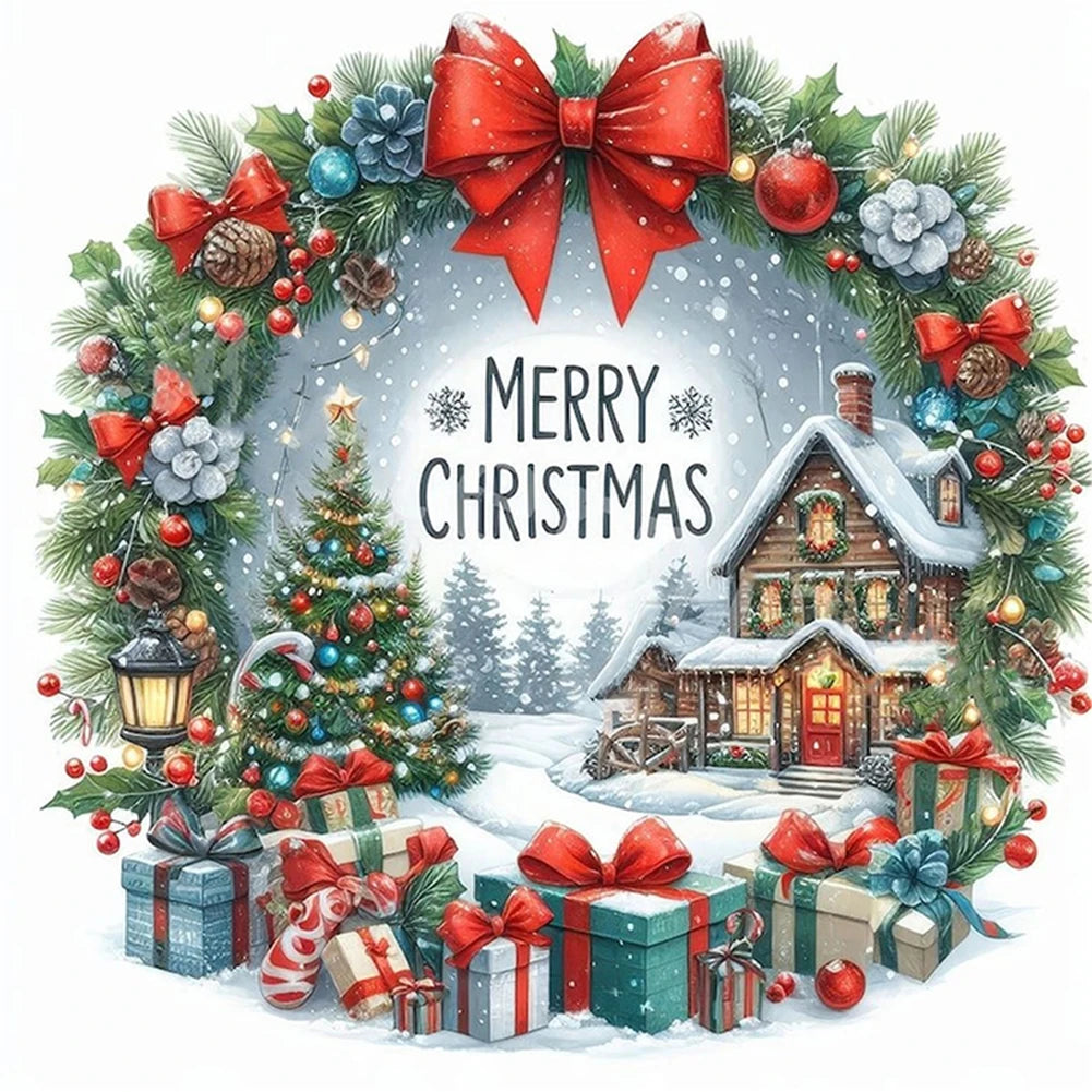Full Embroidery Eco-cotton Thread 14CT Counted Christmas House