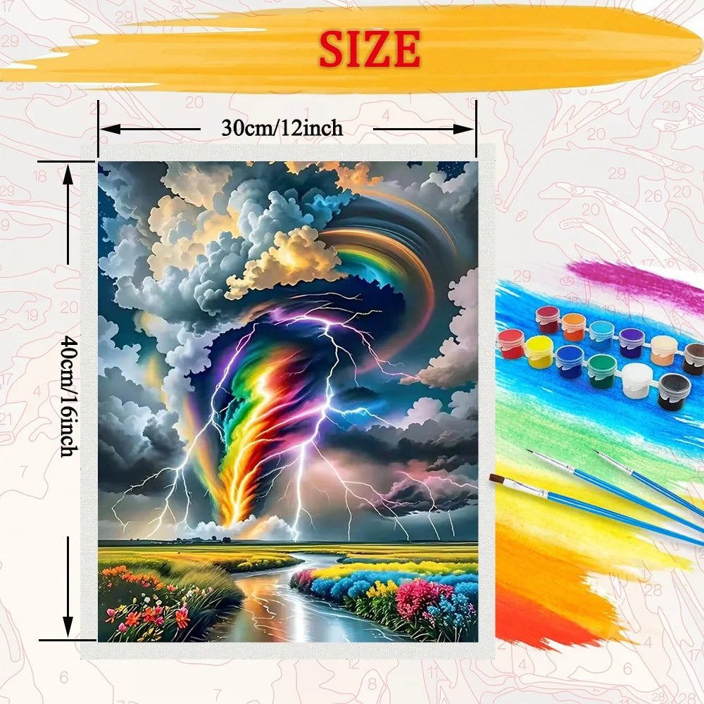 Colorful Tornado Diy Art Paint By Numbers For Adult Landscape