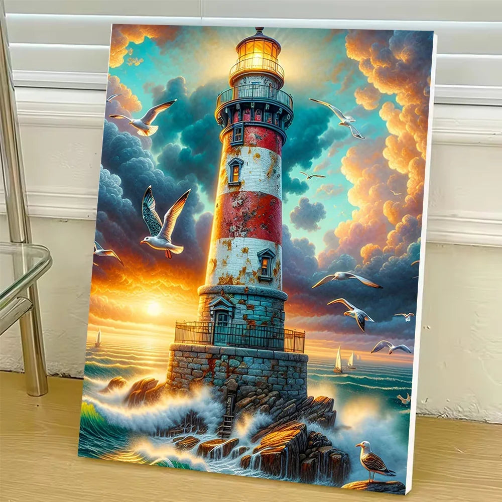 Lighthouse Diy Art Paint By Numbers For Adult Seaside Landscape