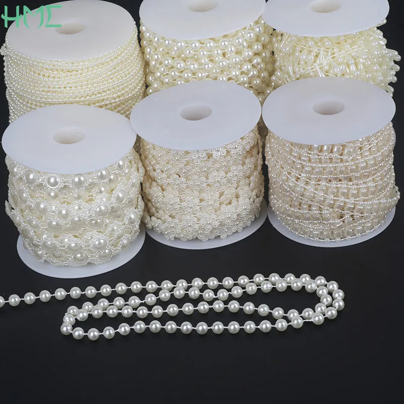 ABS Imitation Ivory Pearl Bead Chain Line Cord Thread Trim for DIY Wedding Party Decoration & Jewelry Findings Craft Accessories