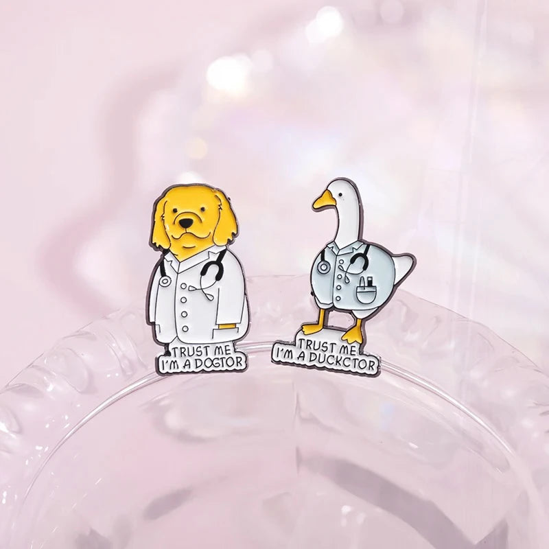 Stethoscope First Aid kit Cat Nurse Dog Doctor Animal Patient Medical Badge  Metal Pin