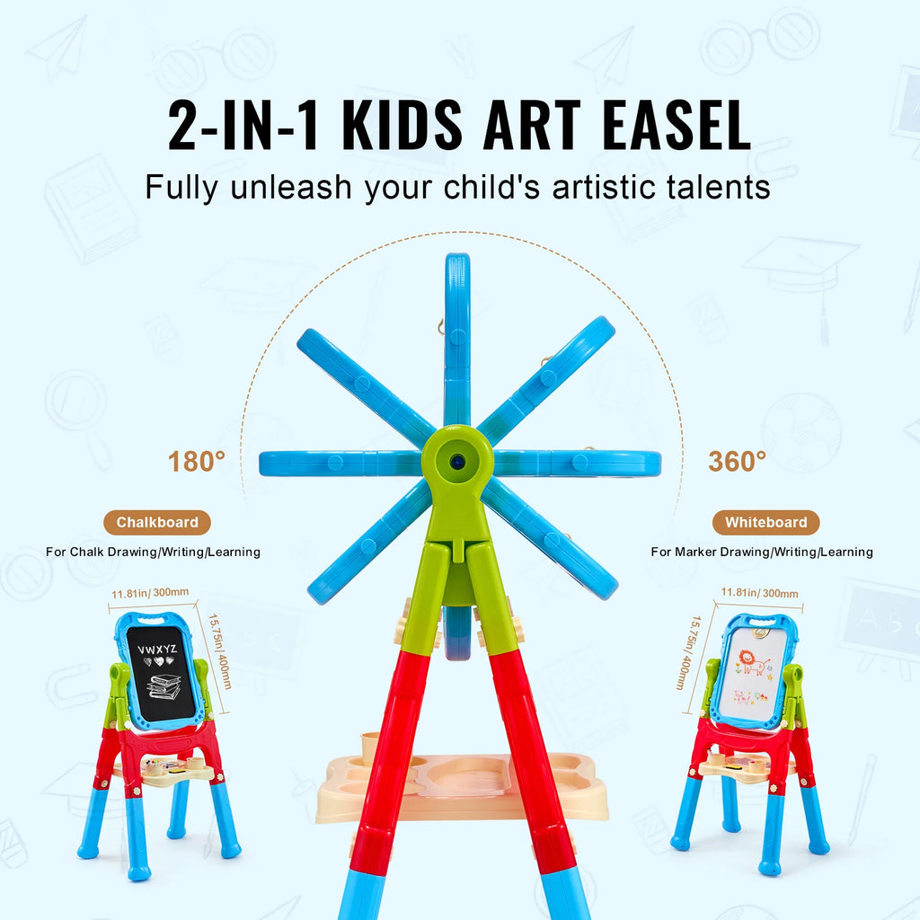 Children Magnetic Drawing Board with Chalkboard Art Easel