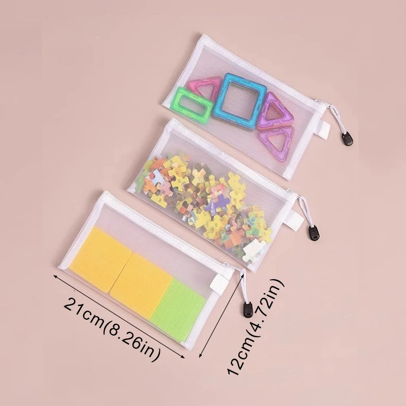 Mesh Zipper Pouch Clear Document Bag Toy storage bag small toy