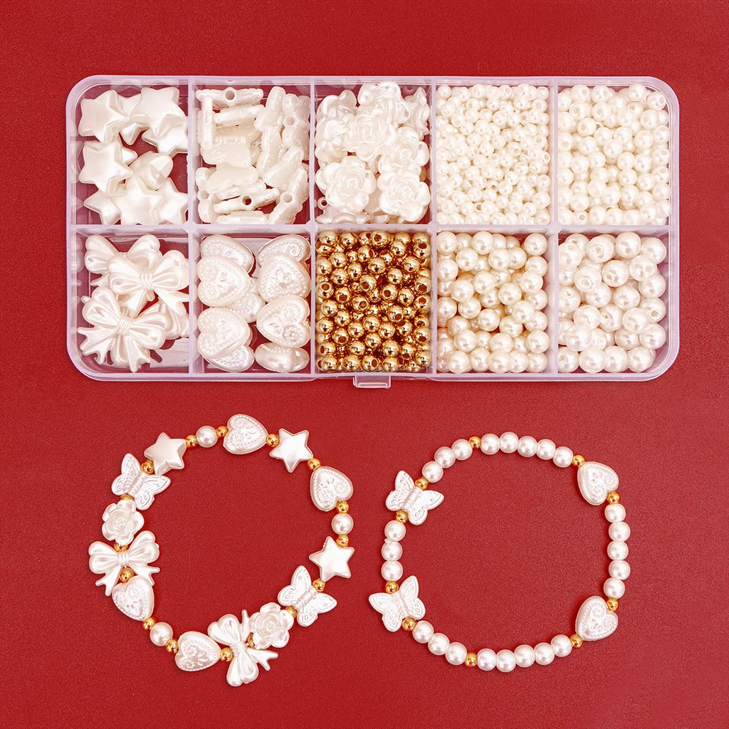 800pcs/box Faux Pearl Spacer Beads Kit